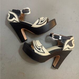 Stylish Black and Cream Women's Platform Heels